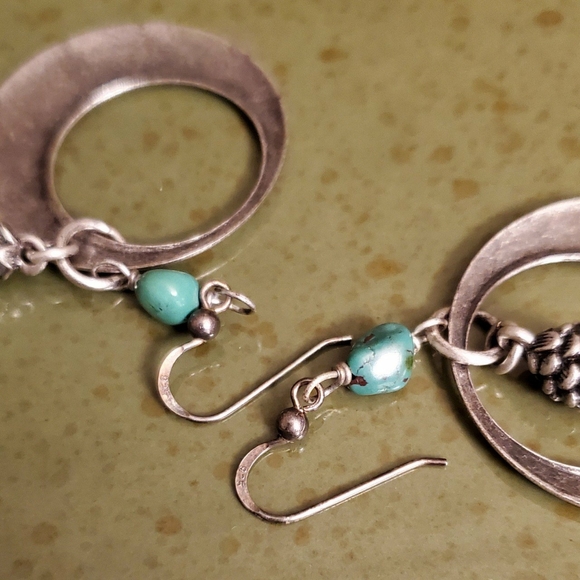 Sterling & Turquoise Pinecone Dangles - Picture 3 of 3